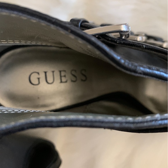 GUESS Black Leather Buckle High Heel Bootie Shoes Women’s NWOT Size 7 - Picture 3 of 12